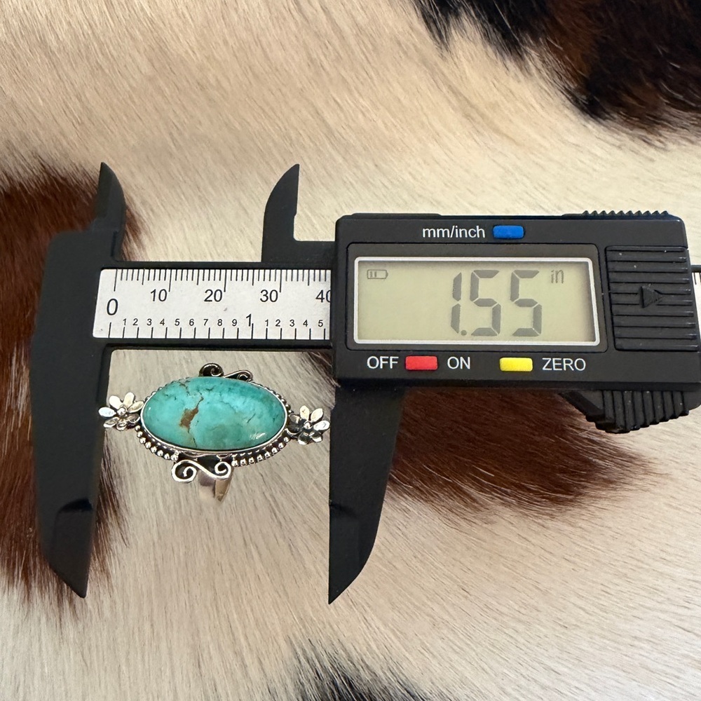 ❤️ Arizona Turquoise Navajo Style Statement Decorative Sterling Sz 7 Ring 8.1Gm - Picture 10 of 13